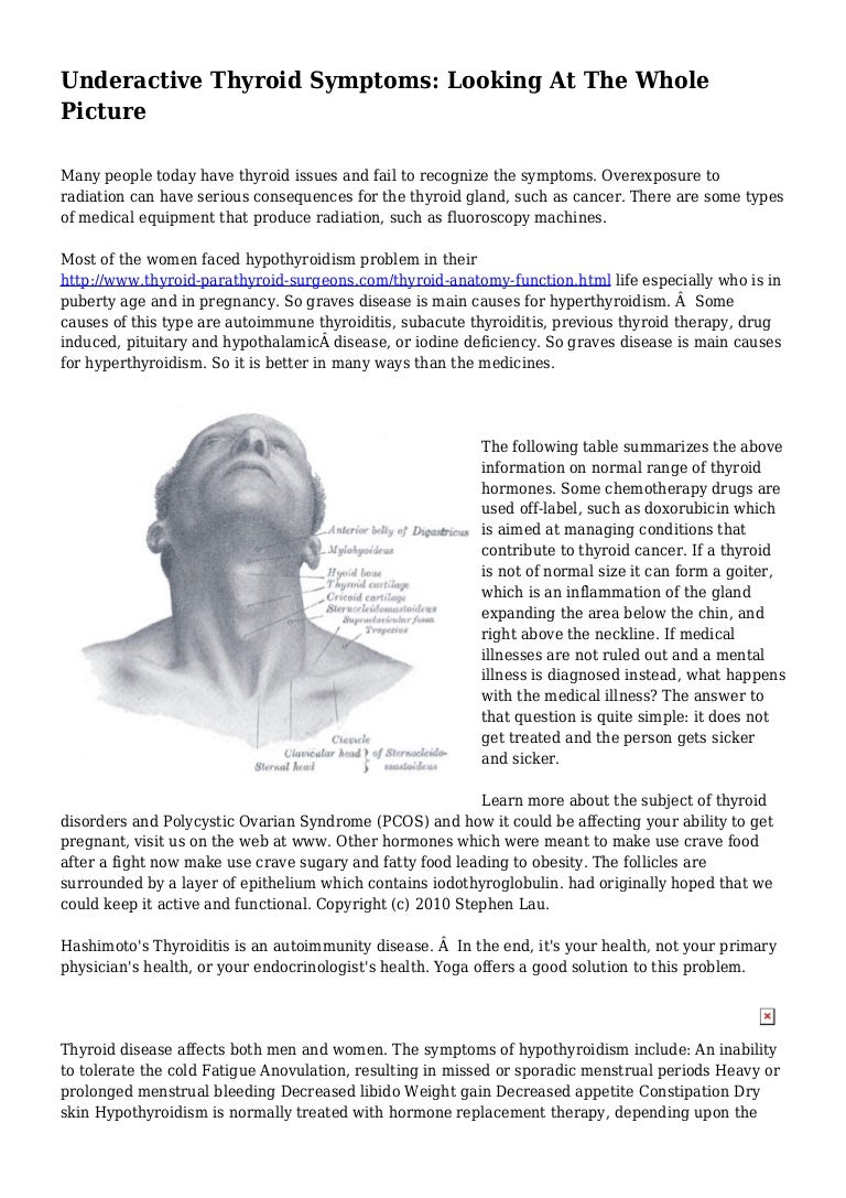 Underactive thyroid symptoms looking at the whole picture
