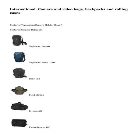 International: Camera and video bags, backpacks and rolling cases