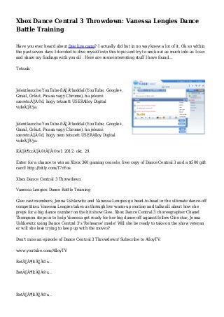 Xbox Dance Central 3 Throwdown: Vanessa Lengies Dance Battle Training