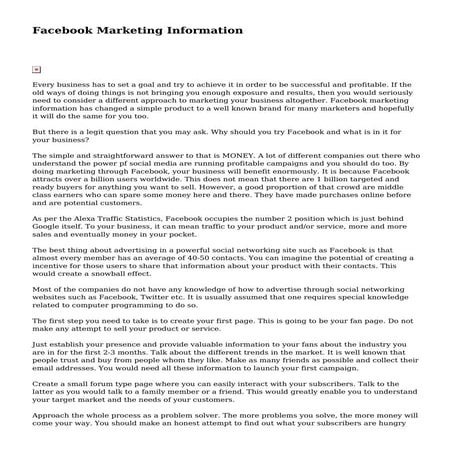 Facebook Marketing Information