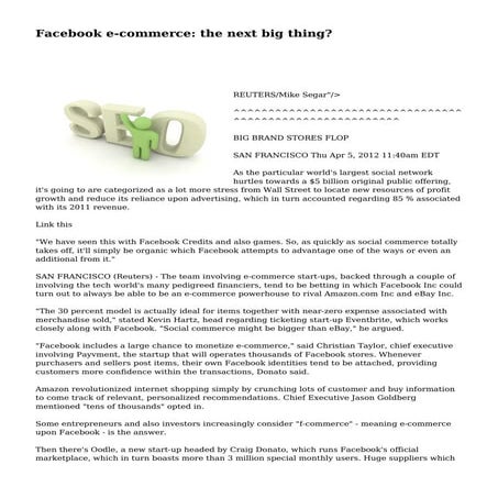 Facebook e-commerce: the next big thing?