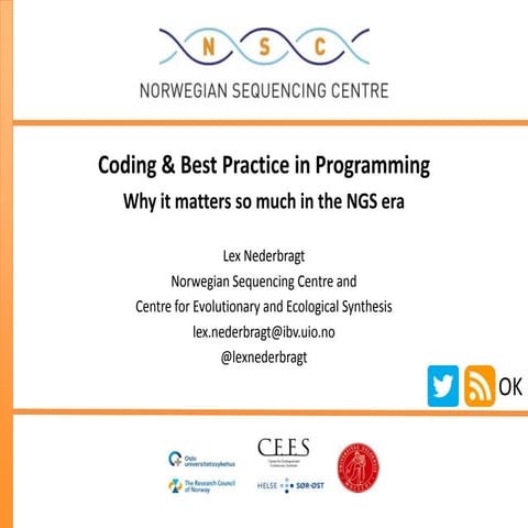 Coding & Best Practice in Programming in the NGS era