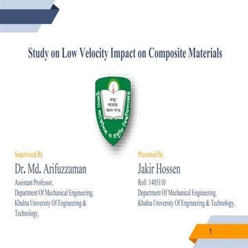 Study on Low Velocity Impact on Composite Materials | PPTX