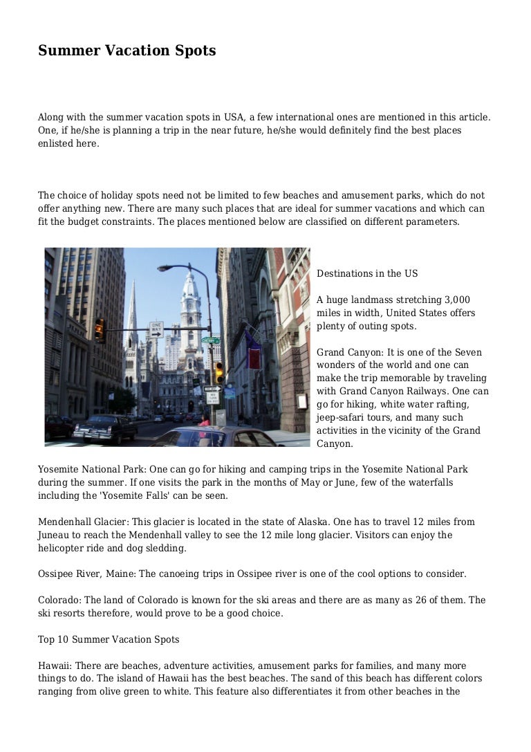 Summer Vacation Spots