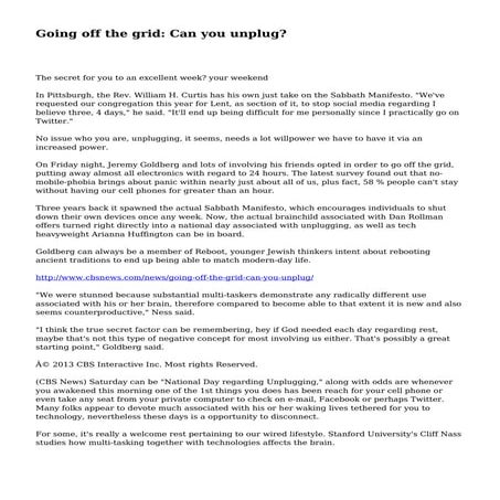 Going off the grid: Can you unplug?