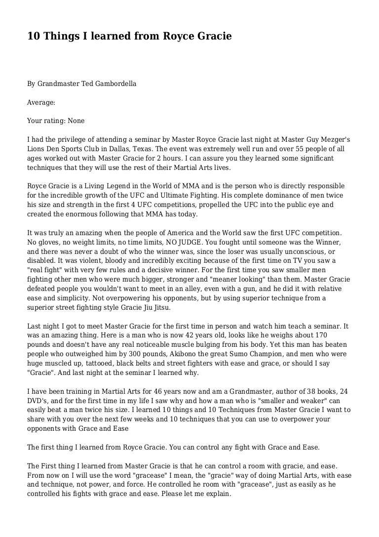 10 Things I learned from Royce Gracie