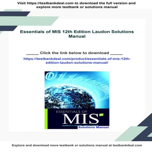 Essentials of MIS 12th Edition Laudon Solutions Manual