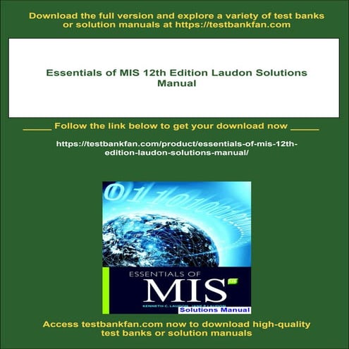 Essentials of MIS 12th Edition Laudon Solutions Manual