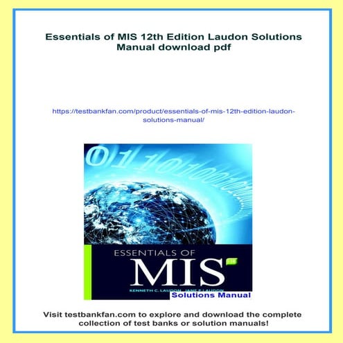 Essentials of MIS 12th Edition Laudon Solutions Manual