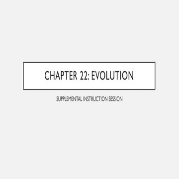 Chapter 22 - Evoluation Supplemental Instruction Session