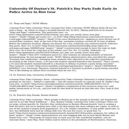 University Of Dayton's St. Patrick's Day Party Ends Early As Police Arrive In Riot Gear