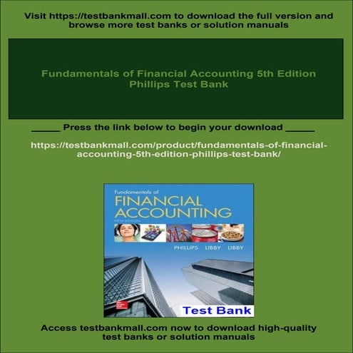 Fundamentals of Financial Accounting 5th Edition Phillips Test Bank | PDF