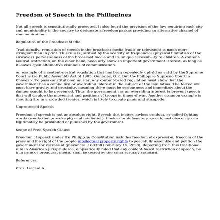Freedom of Speech in the Philippines