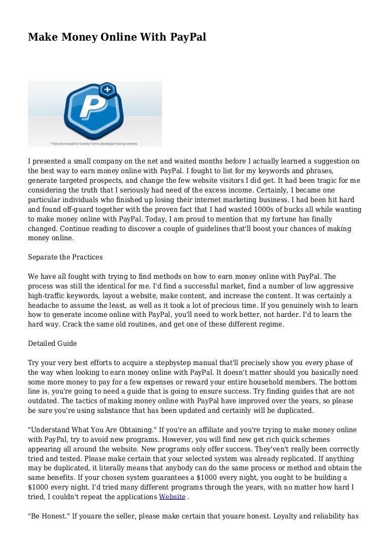 Make Money Online With PayPal
