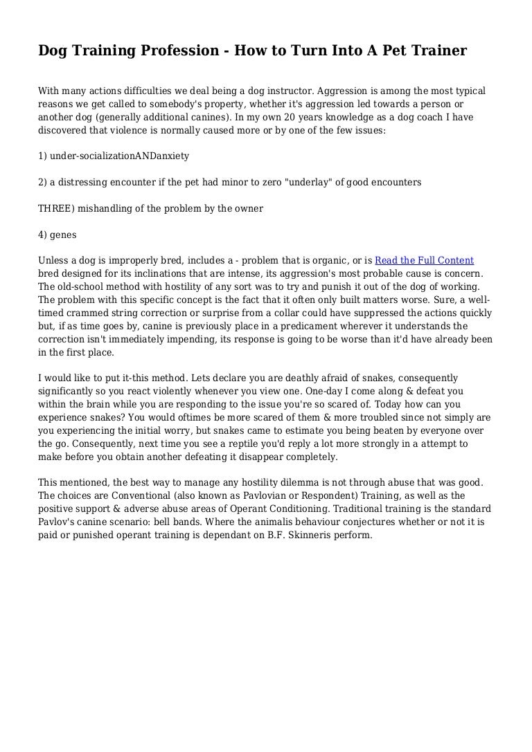 Dog Training Profession How to Turn Into A Pet Trainer