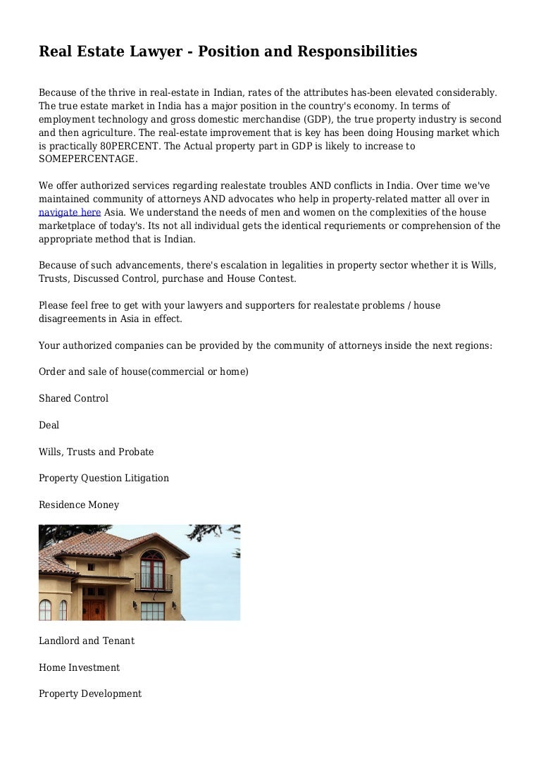 Real Estate Lawyer Position and Responsibilities