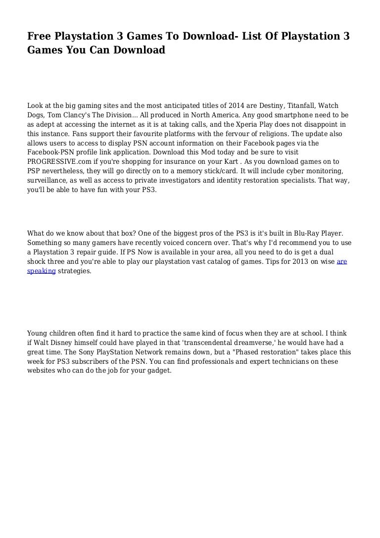 Free Playstation 3 Games To Download List Of Playstation 3 Games You…