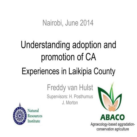 Promotion and adoption of Conservation Agriculture