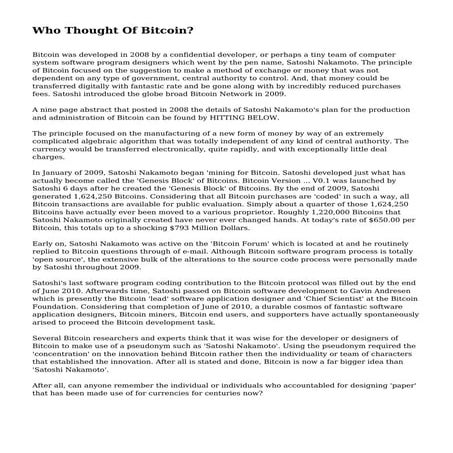 Who Thought Of Bitcoin?