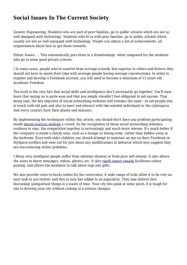 Social Issues In The Current Society