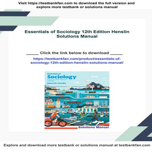 Essentials of Sociology 12th Edition Henslin Solutions Manual | PDF