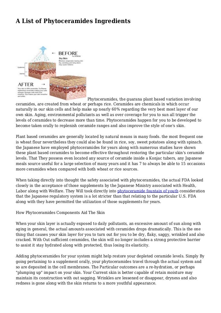 A List Of Phytoceramides Ingredients