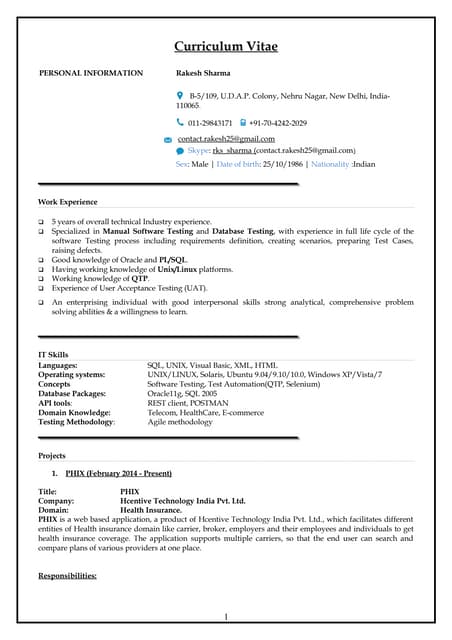 CV - Rakesh Sharma