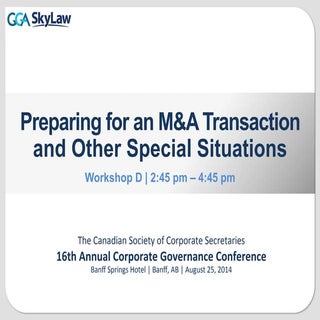 Preparing for an M&A Transaction an...