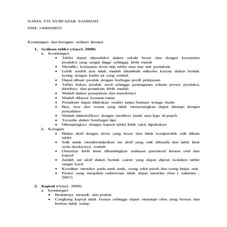 keuntungan kerugian sediaan farmasi