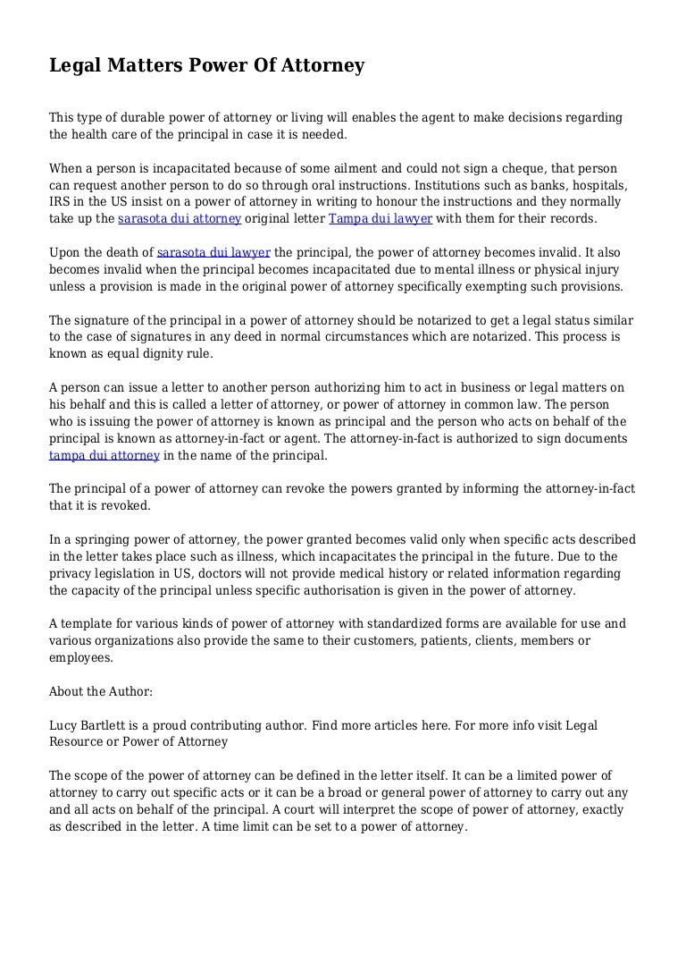 Legal Matters Power Of Attorney