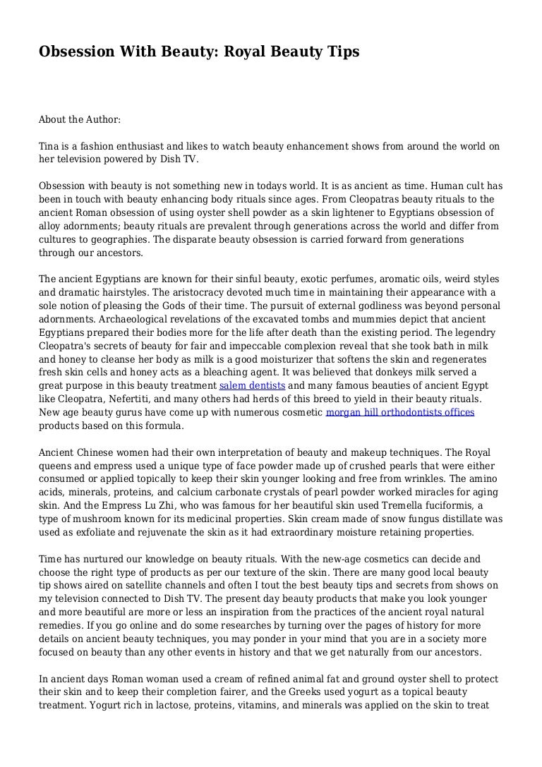 Obsession with physical beauty picture