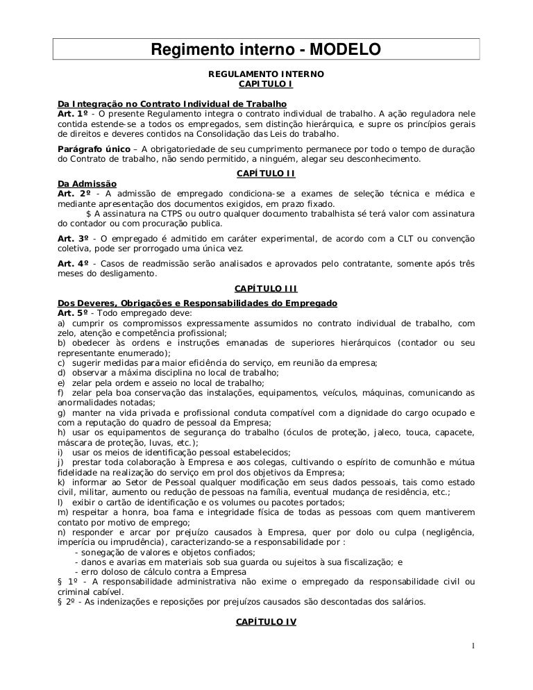 regimento interno - modelo padrão