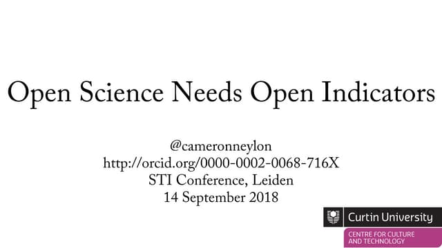 Open Science Needs Open Indicators