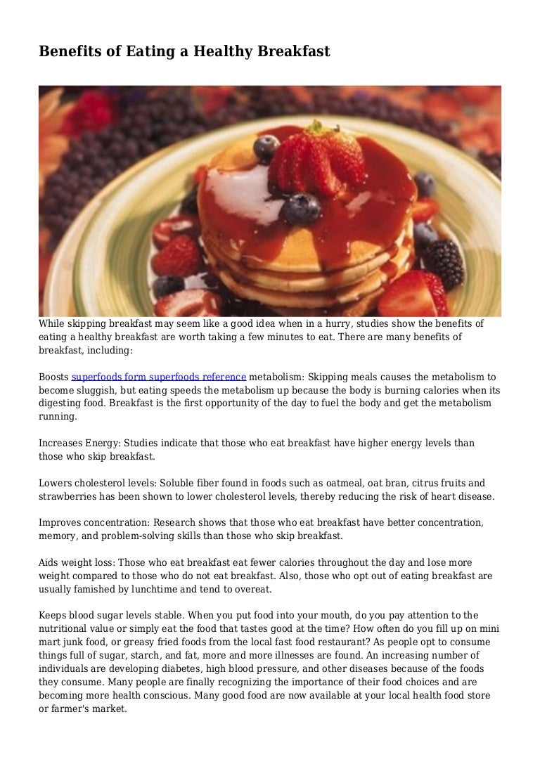 Benefits of Eating a Healthy Breakfast