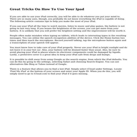 Great Tricks On How To Use Your Ipad