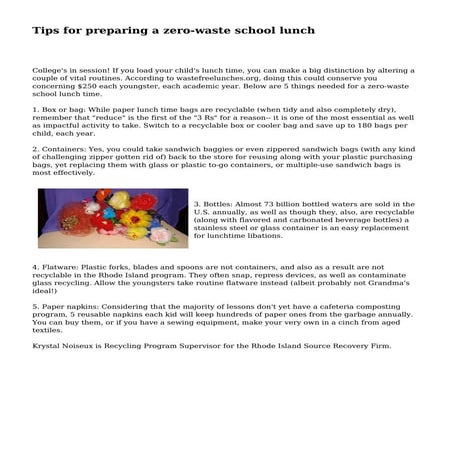 Tips for preparing a zero-waste school lunch