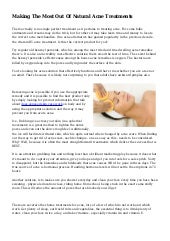 Making The Most Out Of Natural Acne...