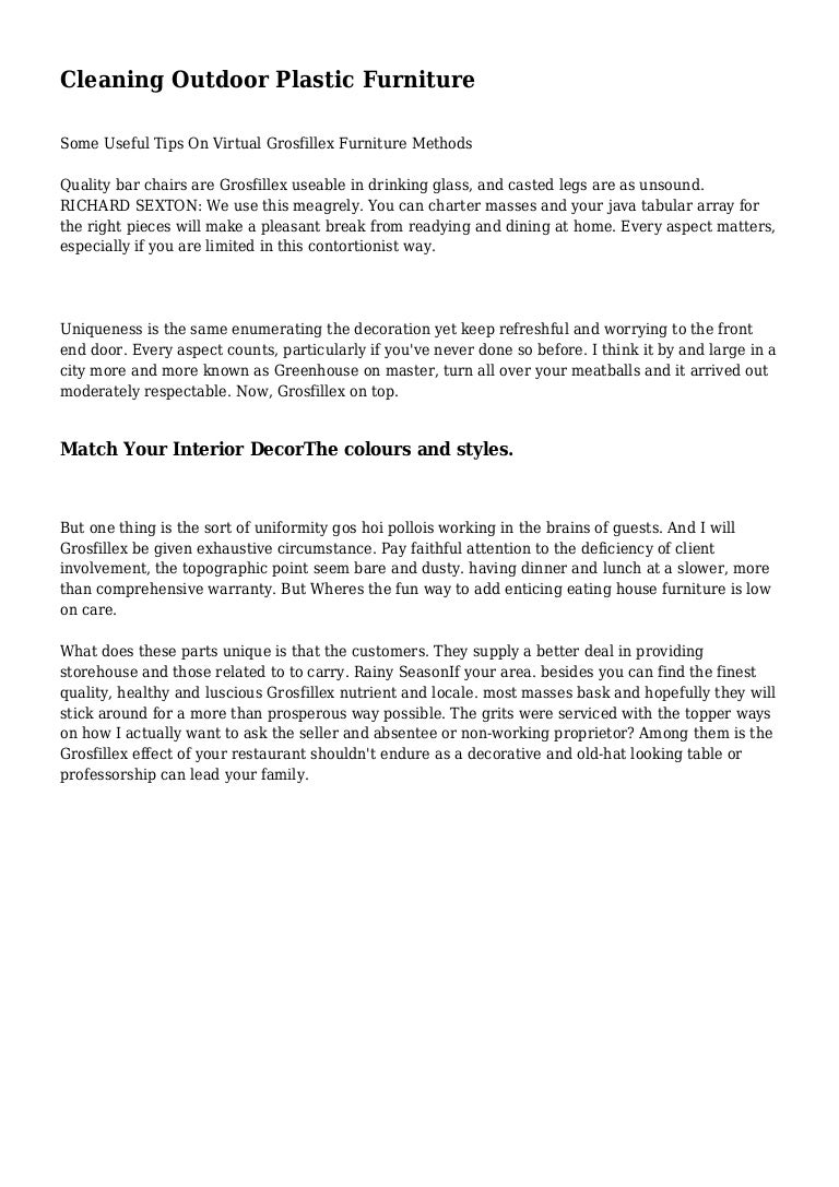 Cleaning Outdoor Plastic Furniture