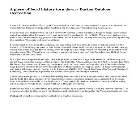 A piece of local history torn down - Dayton Outdoor Recreation