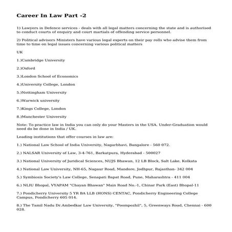 Career In Law Part -2