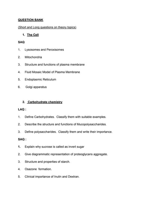 70 important se qs of biochemistry for 1 st year | RTF
