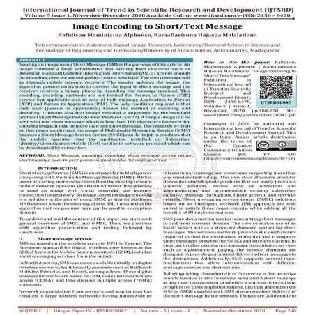 Image Encoding to Short Text Message