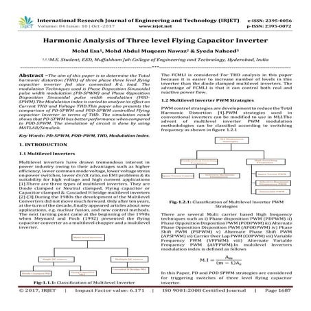 Harmonic Analysis of Three level Flying Capacitor Inverter
