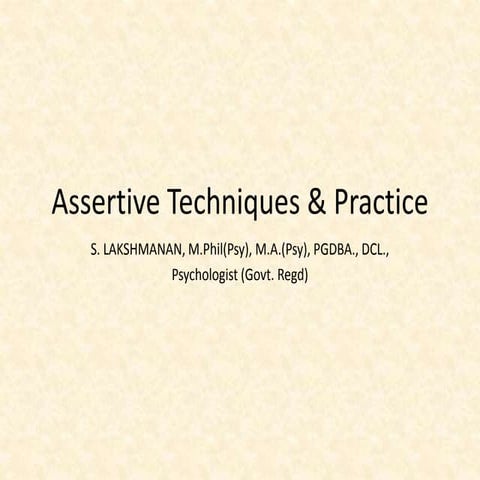 141. Assertive Tech and Practice explained by S. Lakshmanan, Psychologist
