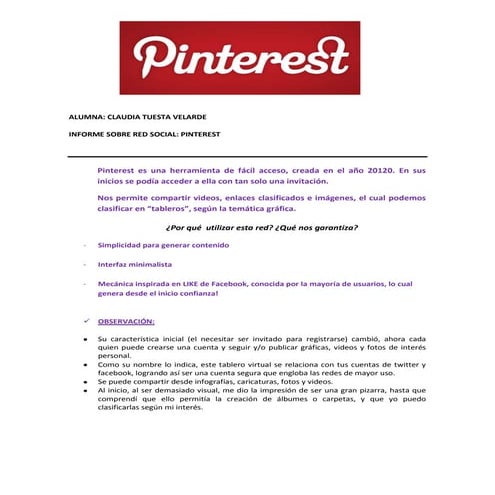 Informe sobre Pinterest | PDF