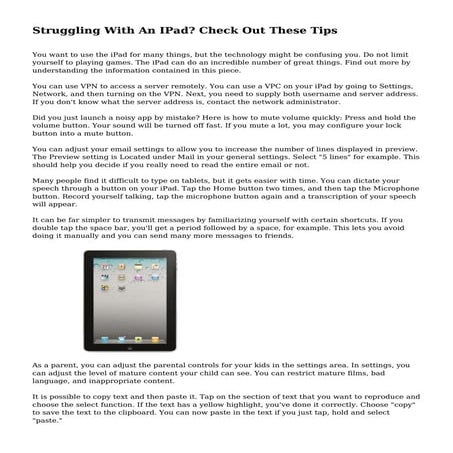 Struggling With An IPad? Check Out These Tips