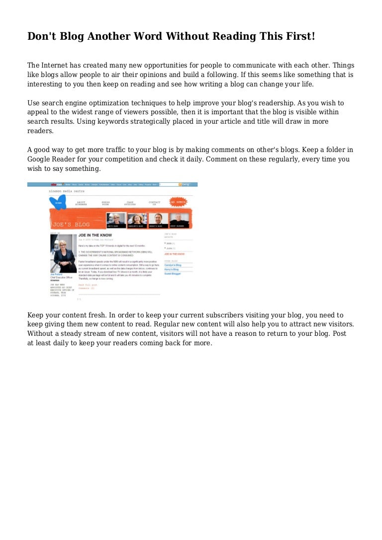 Don T Blog Another Word Without Reading This First