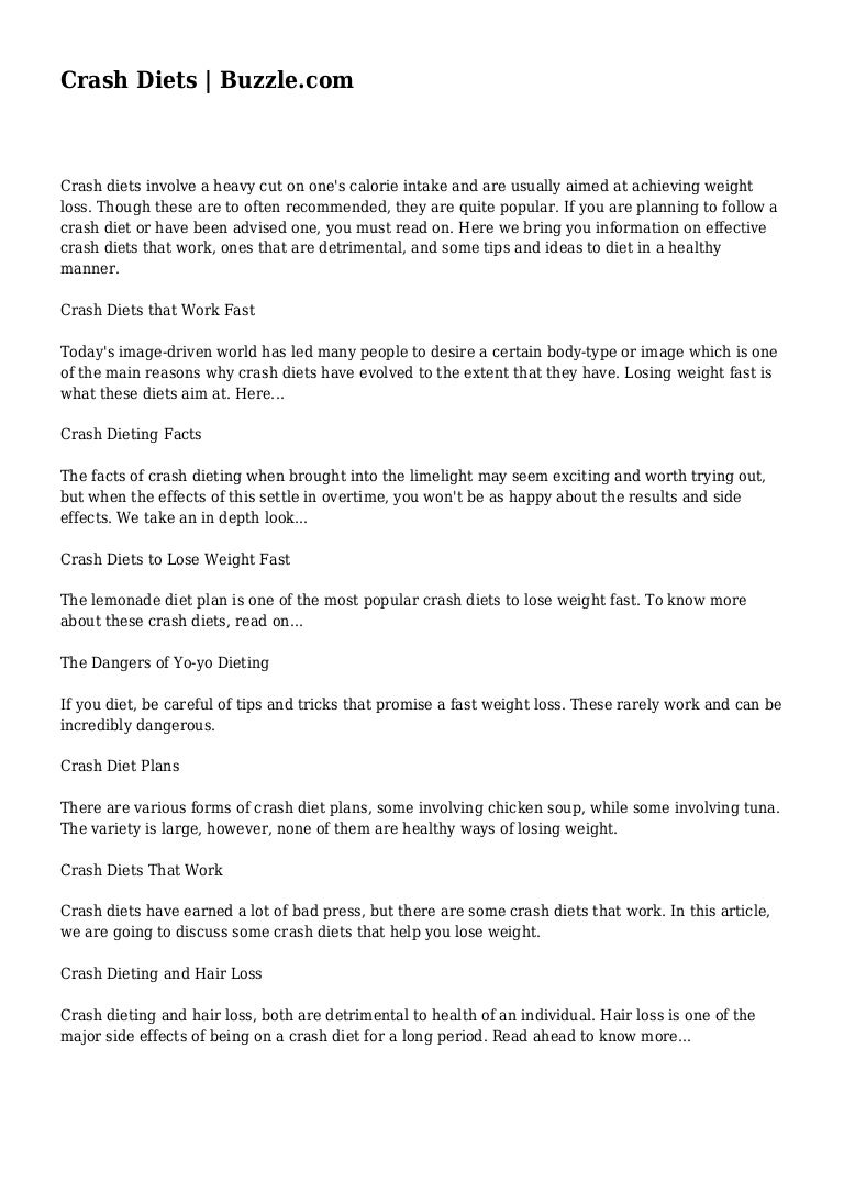 Crash Diets Buzzle Com