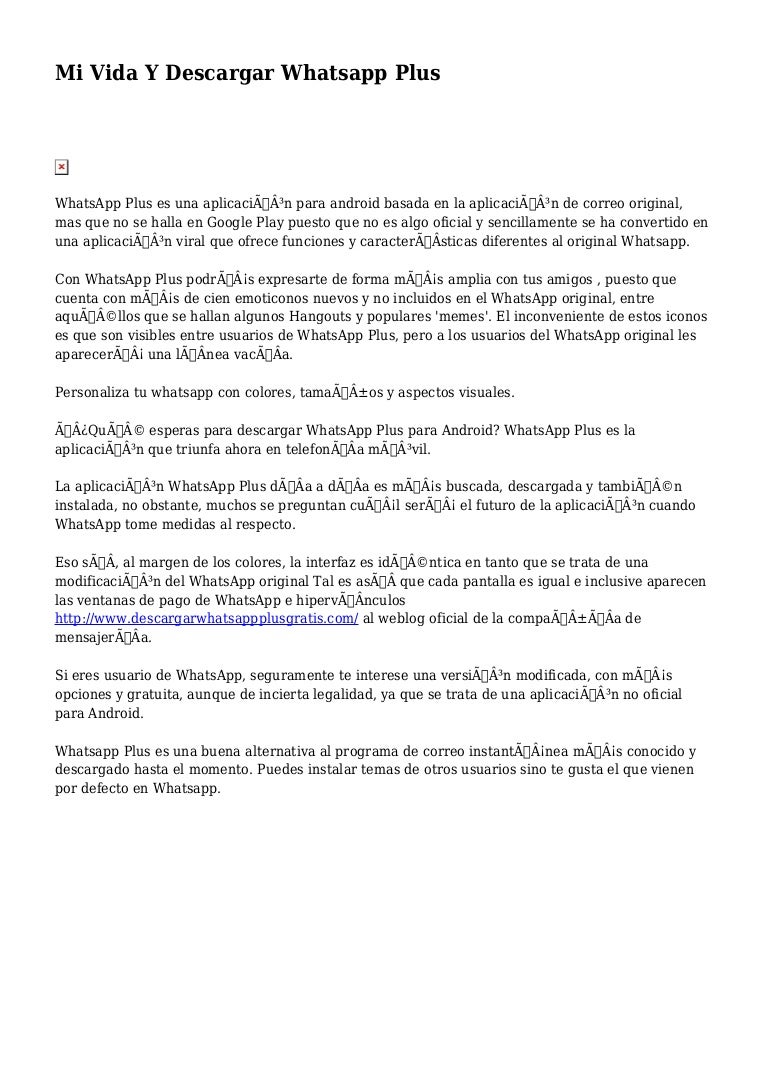 Mi Vida Y Descargar Whatsapp Plus