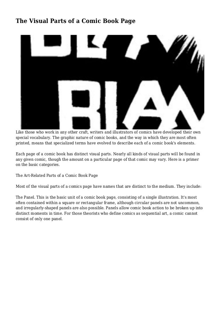 The Visual Parts of a Comic Book Page